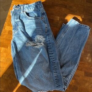 American Eagle Blue Curvy Mom Jeans